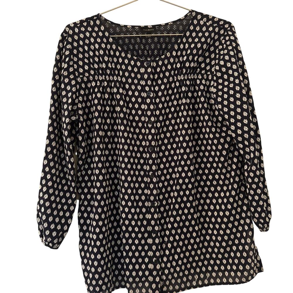 Talbots Black and White Blouse